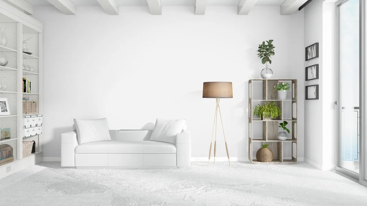 modern all white living room