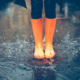 rain boots in a puddle