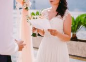 woman reads wedding vows, craziest things brides and grooms have ever done