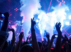 young people attending an edm show