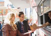 Couple ordering food at a food truck
