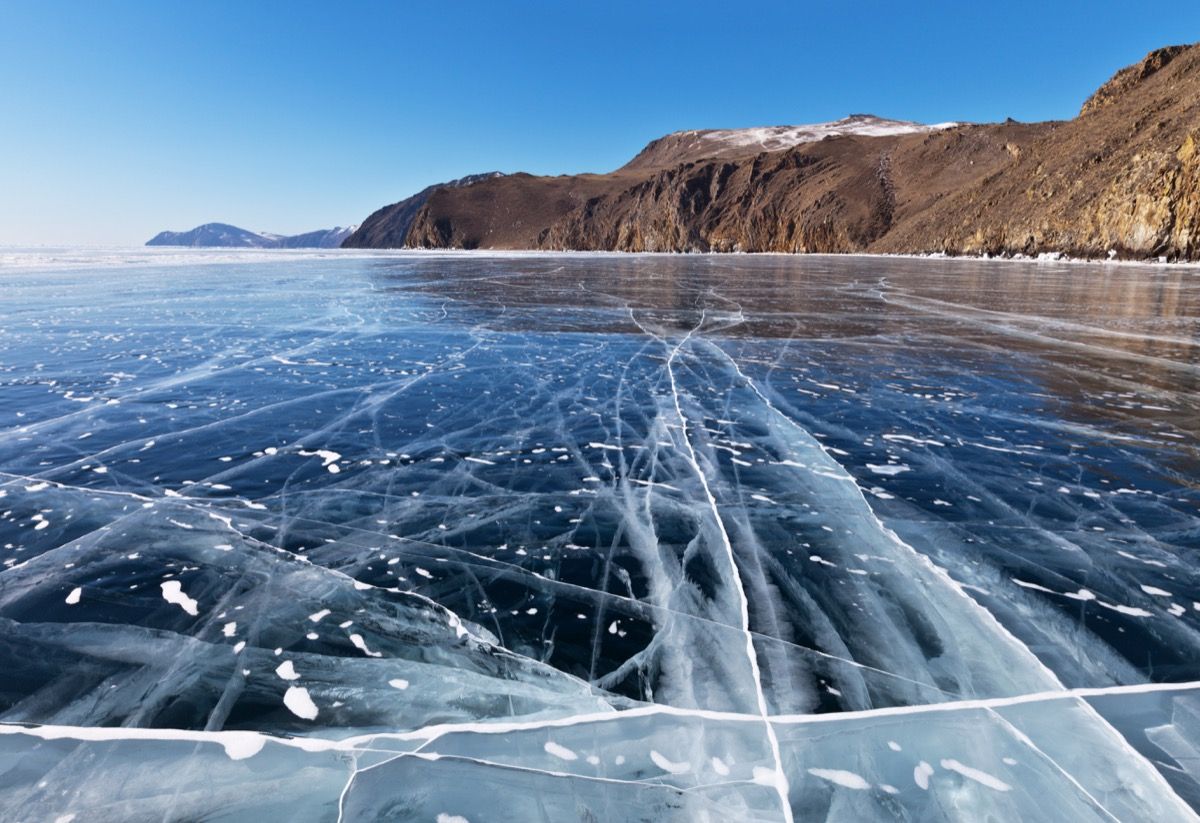 Lake Baikal in Russia, frozen over