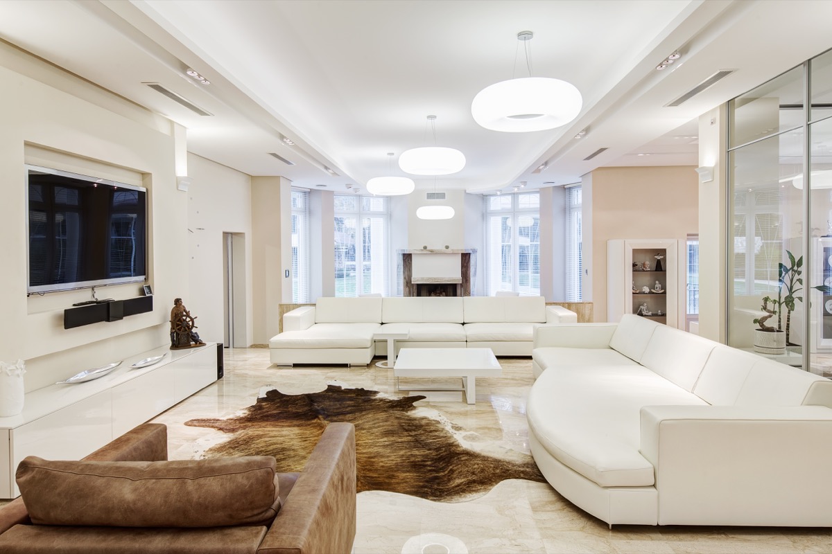 Giant White Living Room {Cons of Owning a Big House}