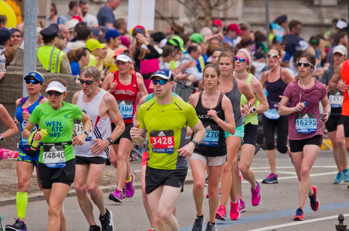 Boston, USA - April 17, 2017: Annual marathon in Boston April 17, 2017
