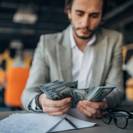 businessman working and counting money