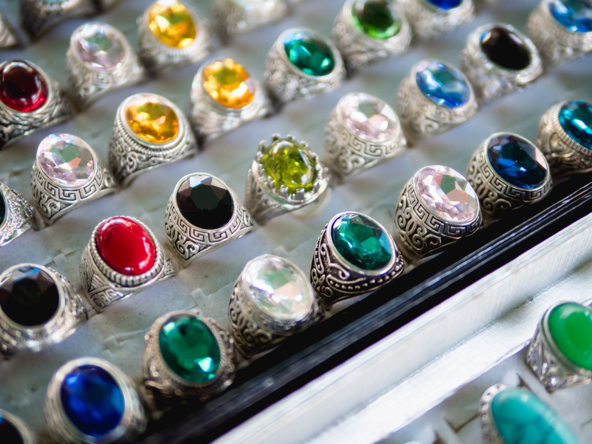 cheap fake silver rings with fake gemstones