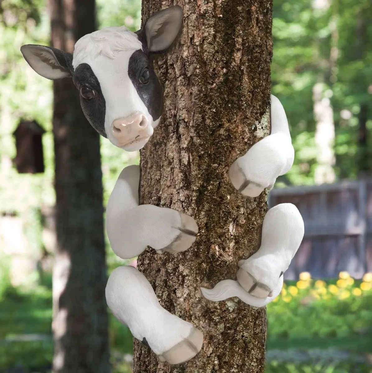 Cow Hugging a Tree {Ugly Lawn Decorations}