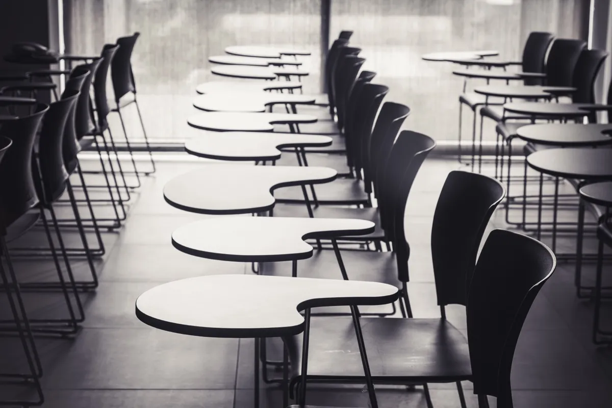 Lecture room with empty seats Classroom Surfaces Germs