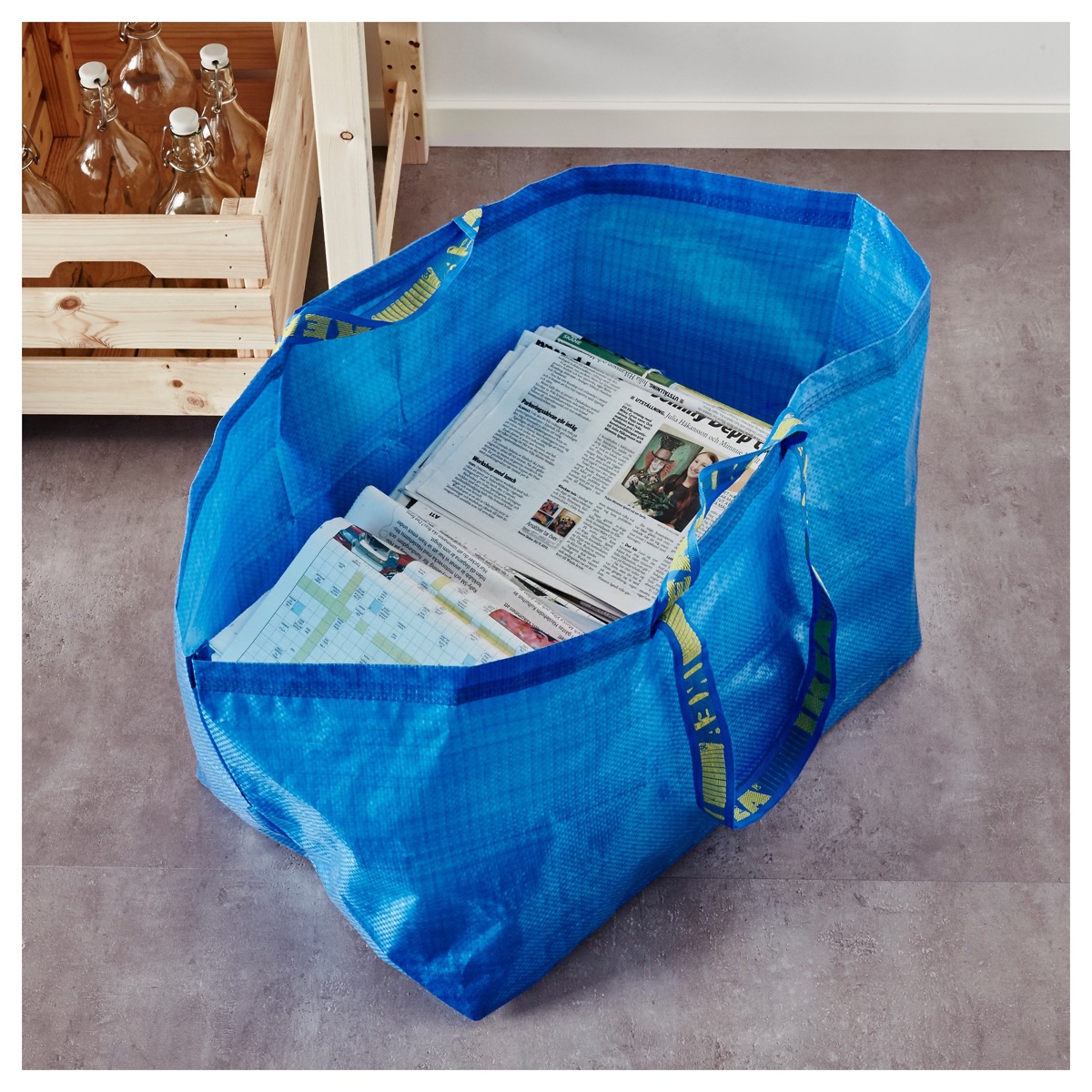 Ikea Bag for Recycling {Other Uses For Blue Ikea Bag}