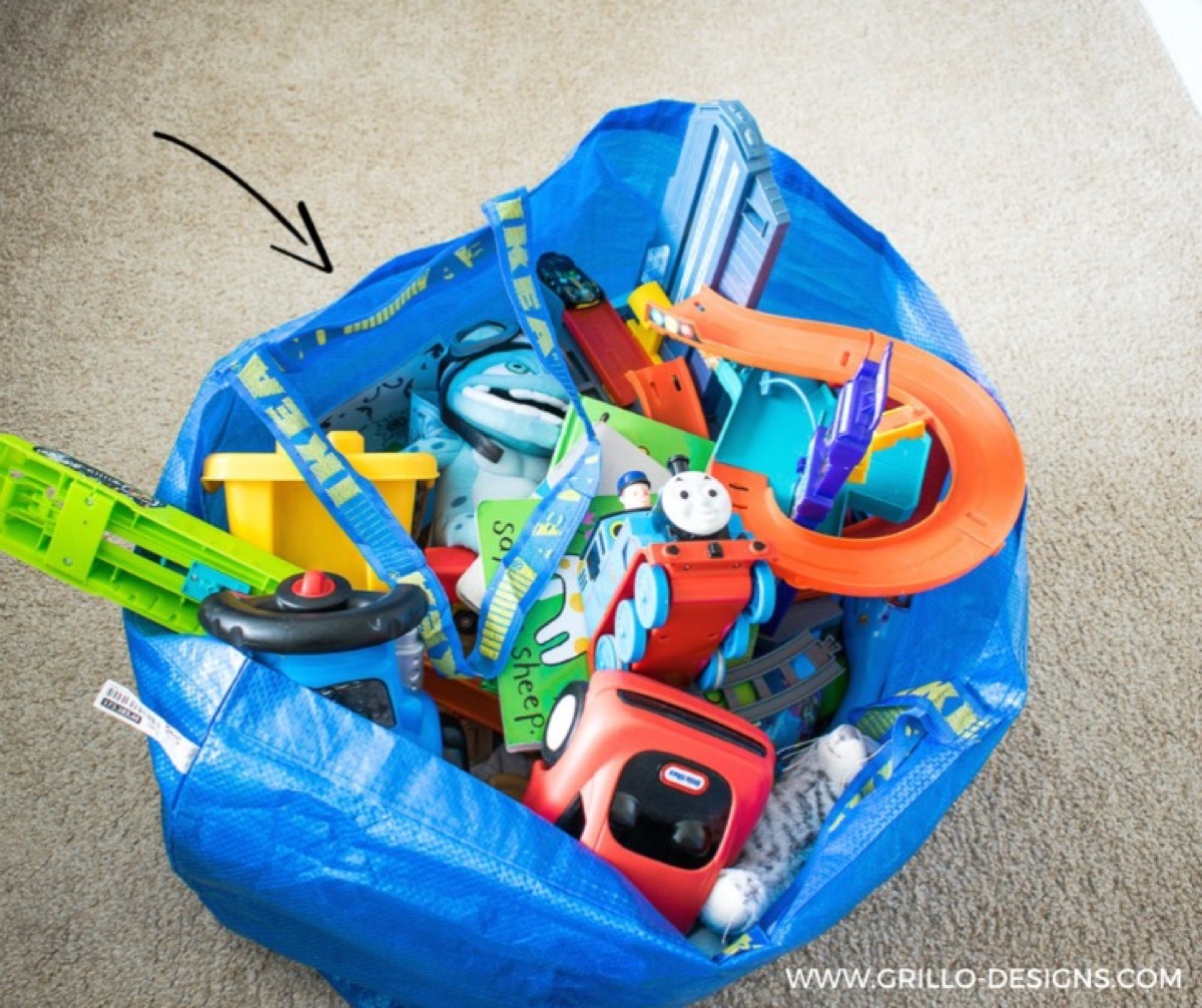 Ikea Blue Bag as a Toy Storage Bin {Other Uses For Blue IKEA Bag}