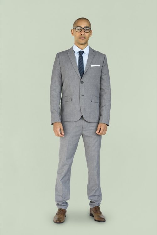 man wearing gray suit