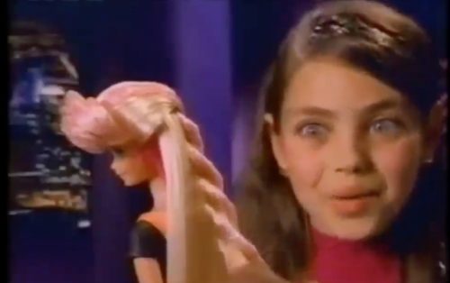 young mila kunis in a barbie commercial 