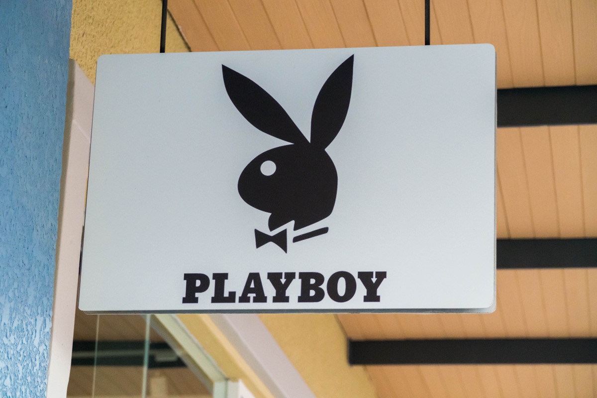 playboy brand sign outside a store, original brand names