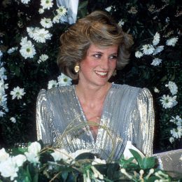 Princess Diana, the Princess of Wales, wearing a Bruce Oldfield dress. Image shot 03/1985.