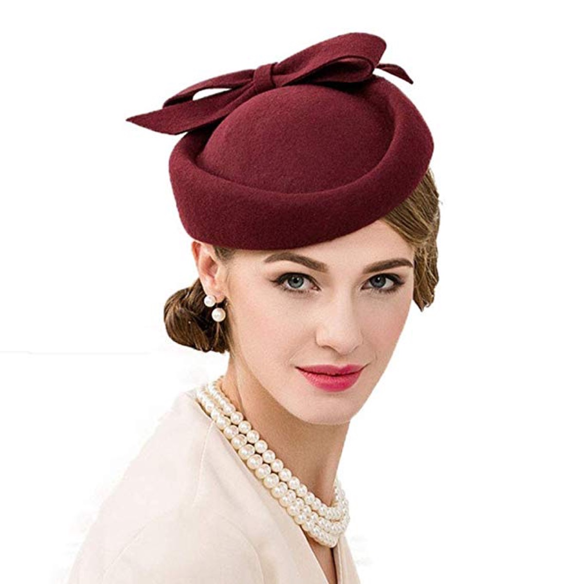 FADVES British Style Pillbox Hat Retro Wool Fascinator Wedding Derby Church Party Hats on Amazon