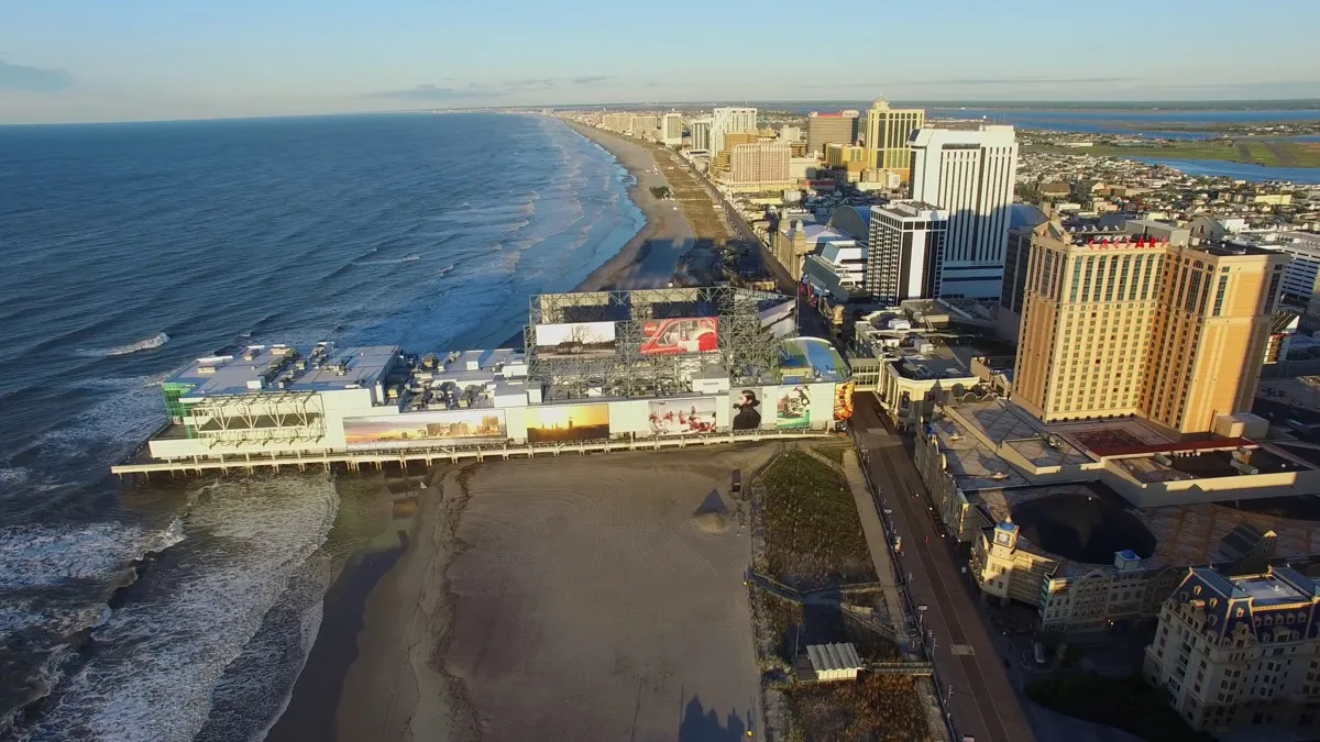 overhead view of atlantic city and the boardwalk