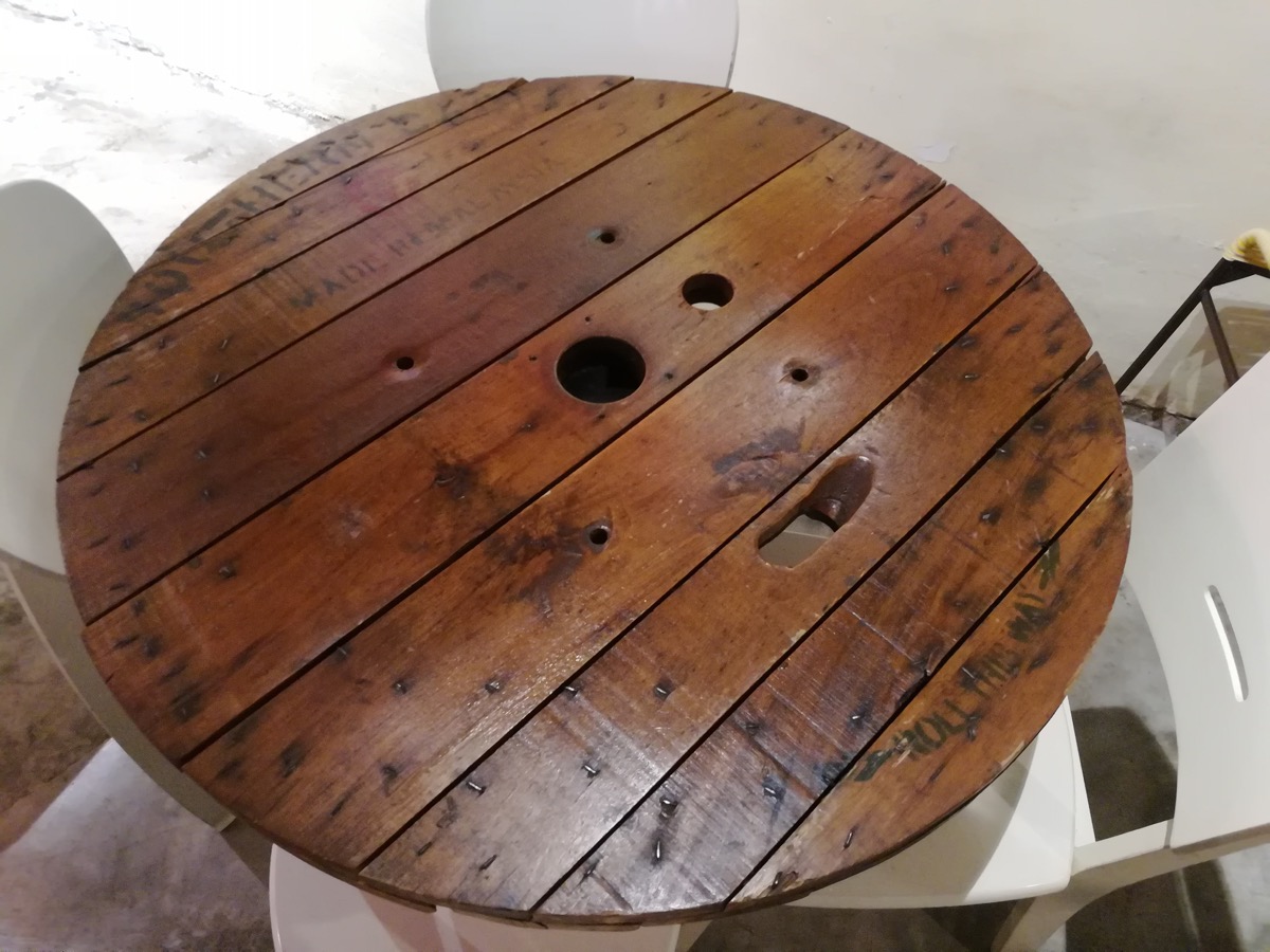 wooden spool table