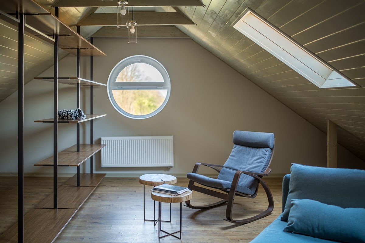 stylish attic reading space