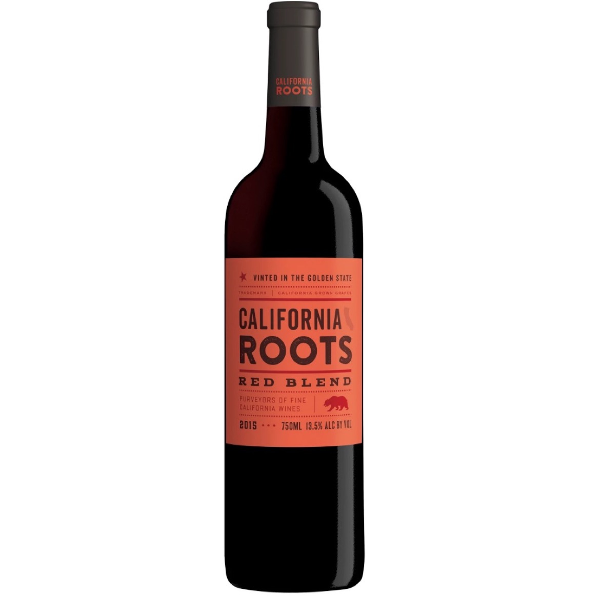 bottle of california roots red wine