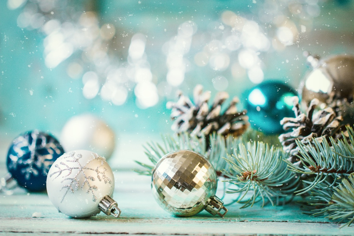 Christmas decoration on abstract background,vintage filter,soft focus - Image