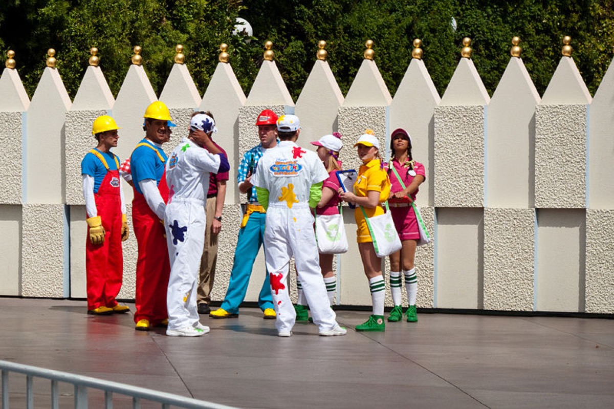 The back of the guys outfits say "Honorary VoluntEARs Cavalcade" so I'm assuming they were prepping for the parade that was starting in a bit. I just love the outfits.