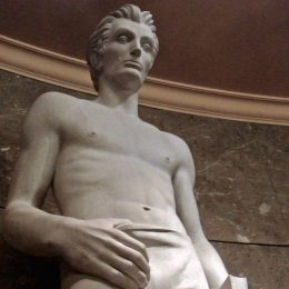 "Honest Abs" statue of Abe Lincoln in Los Angeles federal courtroom