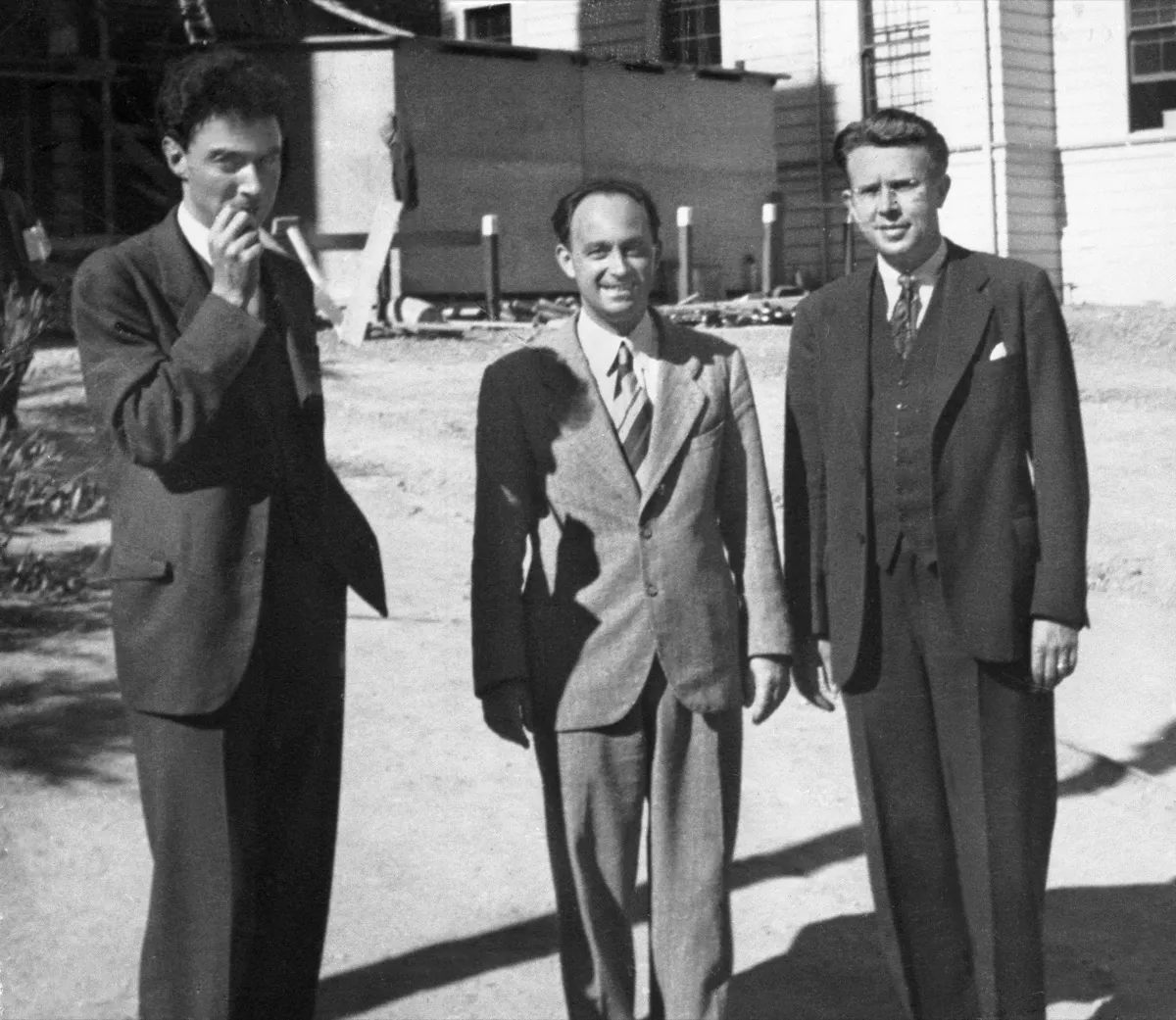 robert oppenheimer, enrico fermi, and ernest lawrence, the leaders of the manhattan project