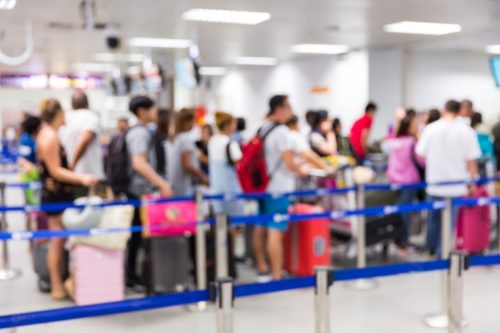 TSA screening line at airport