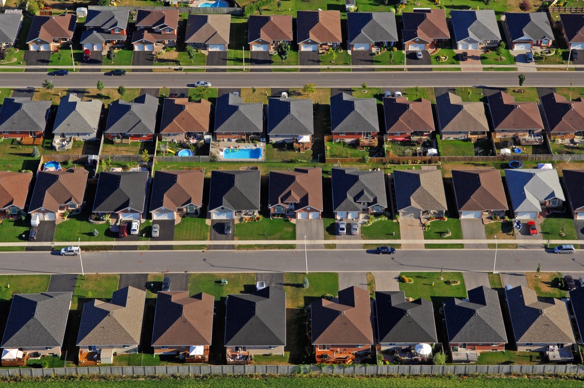 an aerial view of generic american suburbia, worst things about the suburbs