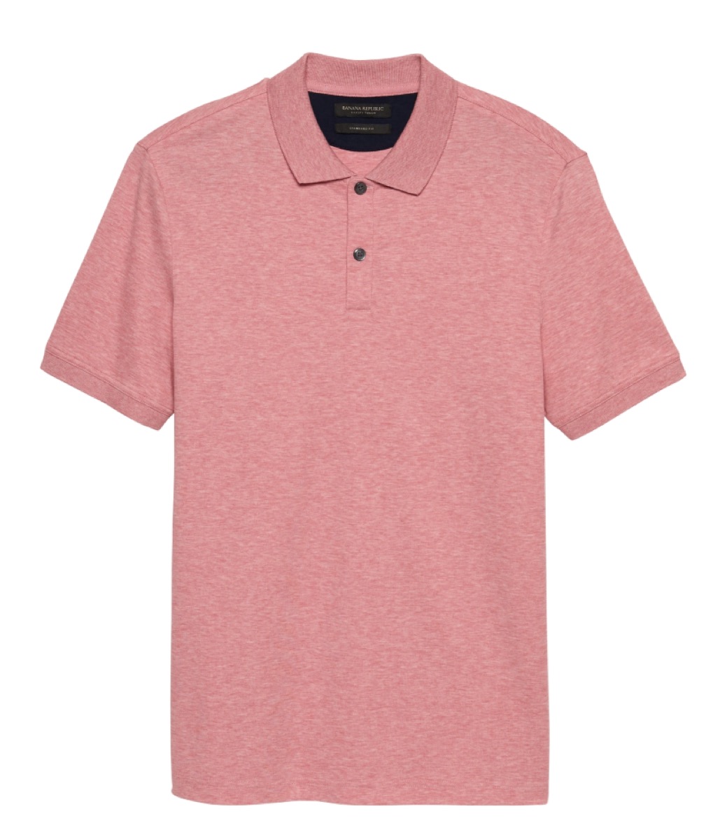 banana republic luxury touch polo in grapefruit pink