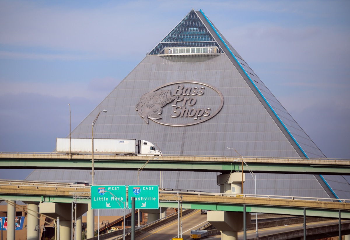 The Memphis Pyramid, the tenth-tallest pyramid in the world, is now a Bass Pro Shops "megastore", which includes shopping, a hotel, restaurants, a bowling alley, etc, smarter facts