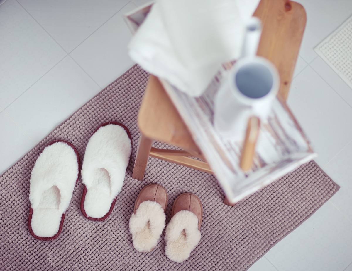 Bath mat with slippers