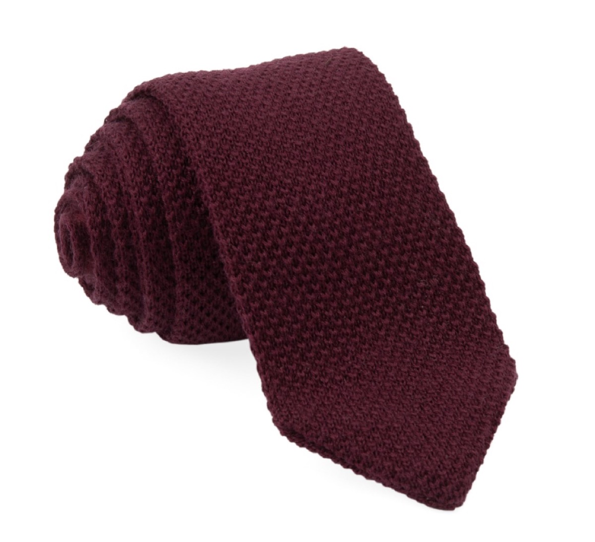 burgundy wool knit tie