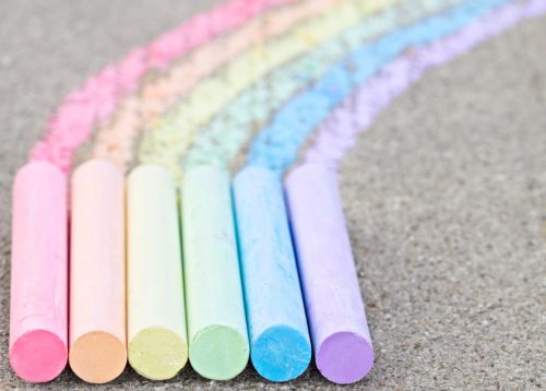 Rainbow colors of sidewalk chalk