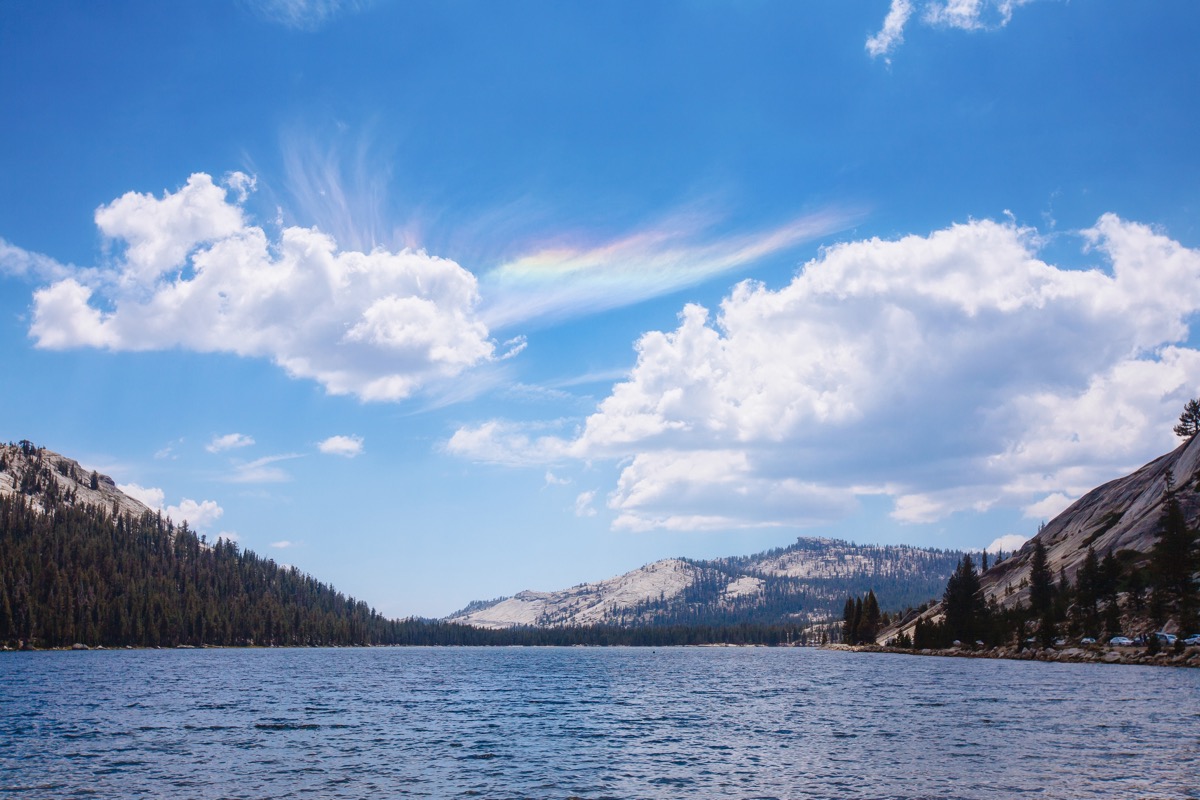 fire rainbow in tenya lake, california
