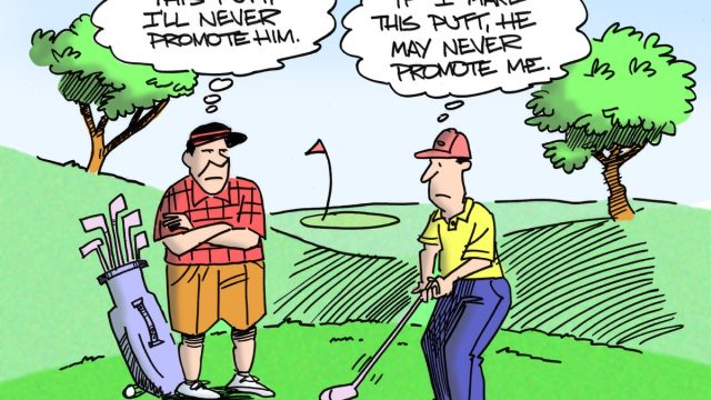 golf cartoon with boss
