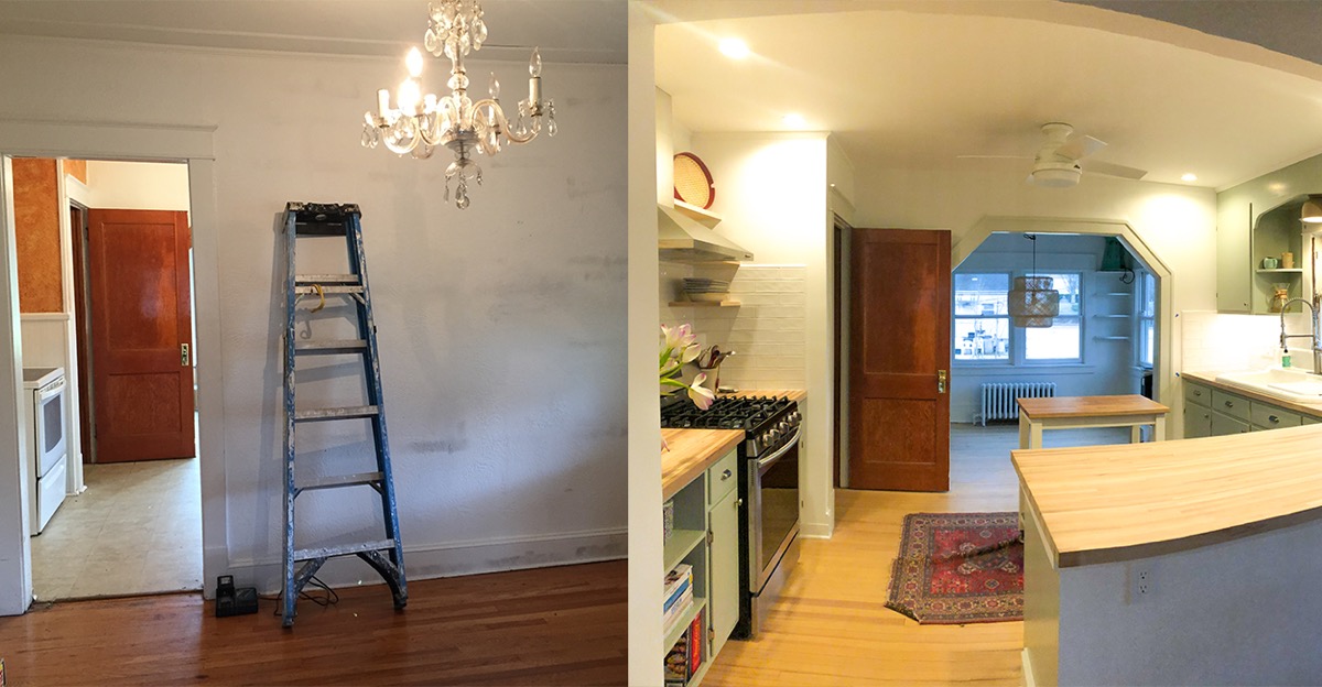 home before and after dining room remodel