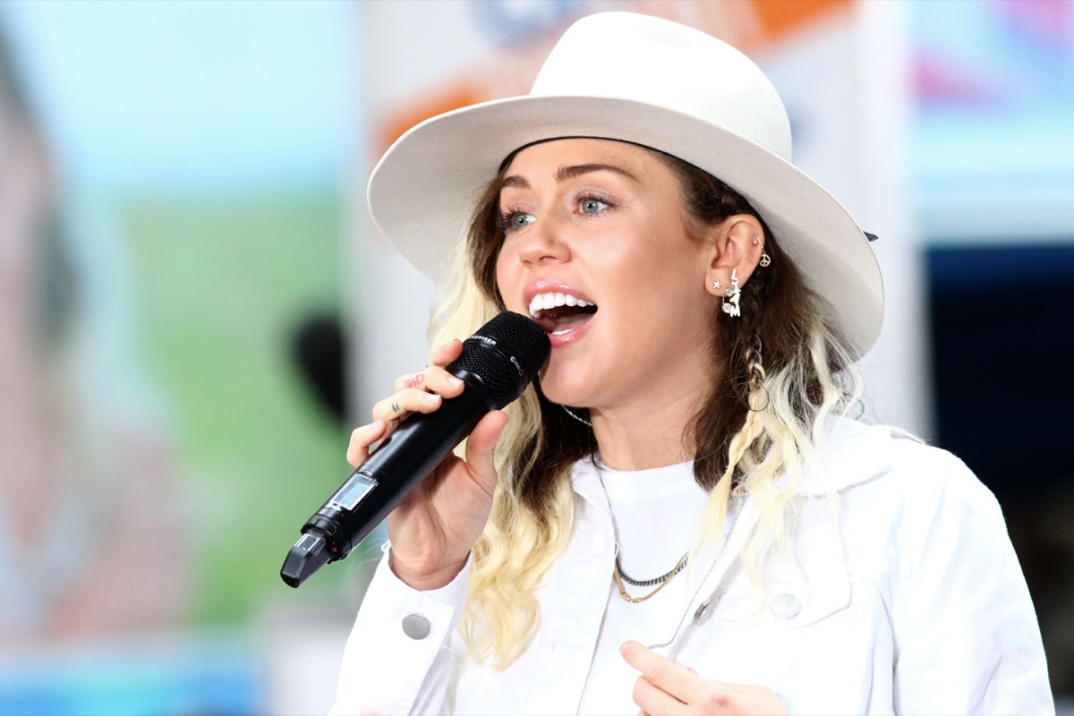 NEW YORK - May 26, 2017: Miley Cyrus performs on the NBC "Today" show concert series on May 26, 2017, in New York City. - Image