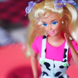 A beautiful barbie with white hair. Stylish doll. Editorial use only. - Image