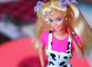 A beautiful barbie with white hair. Stylish doll. Editorial use only. - Image