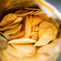 open ruffle potato chip bag