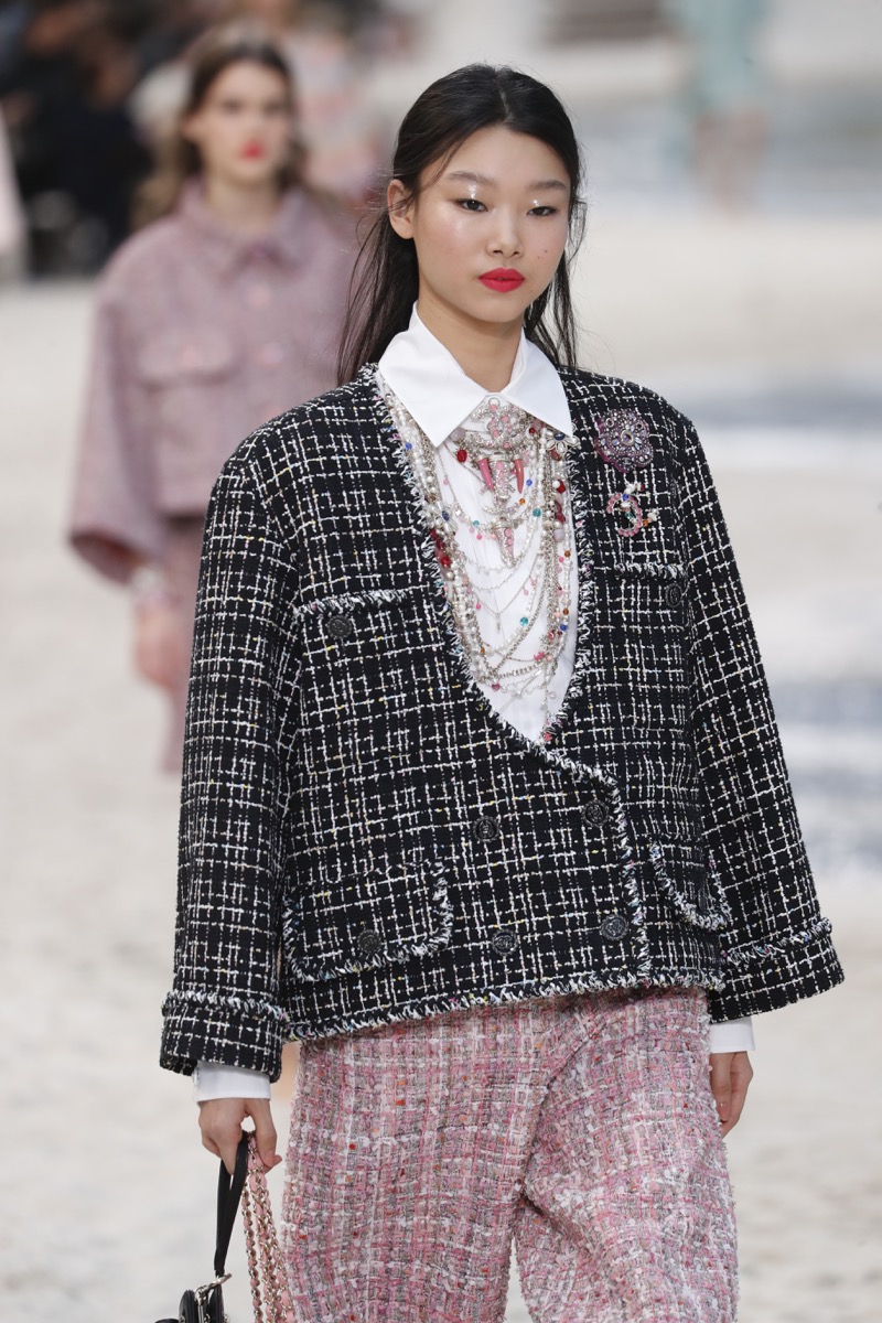 PARIS, FRANCE - OCTOBER 02: A model walks the runway during the Chanel show as part of the Paris Fashion Week Womenswear Spring/Summer 2019 on October 2, 2018 in Paris, France. - Image