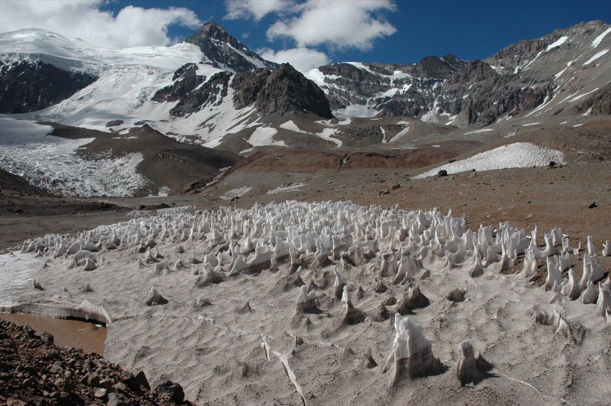 pentitentes ice spikes in South America andes mountains