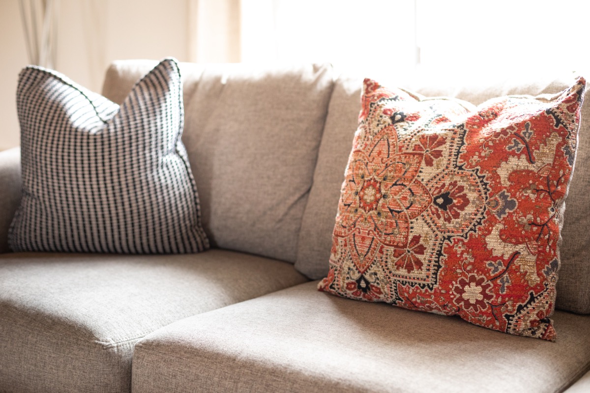 Throw pillows on couch