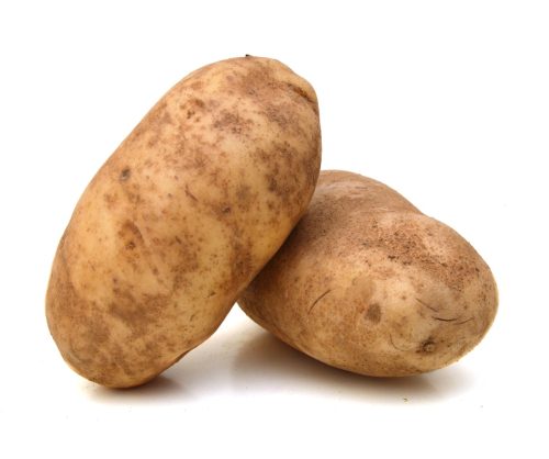 two potatoes on a white background