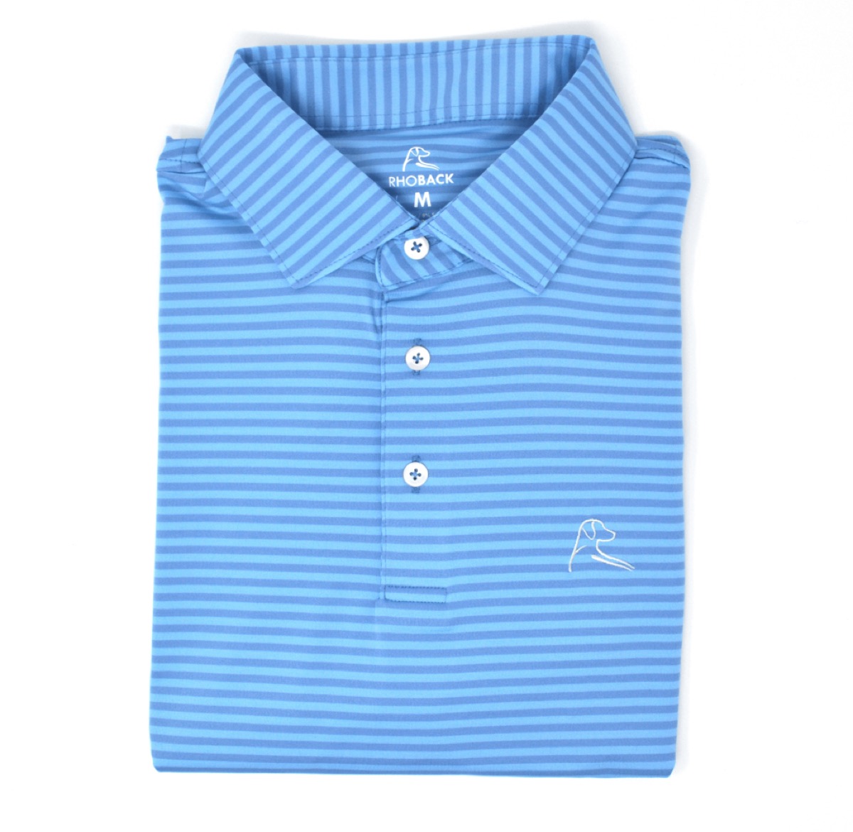 rhoback blue golf shirt
