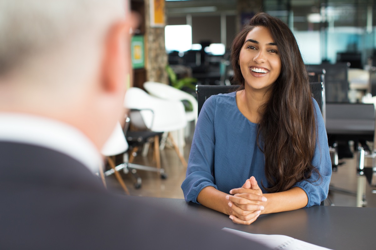 Woman at bad job interview Illegal interview questions
