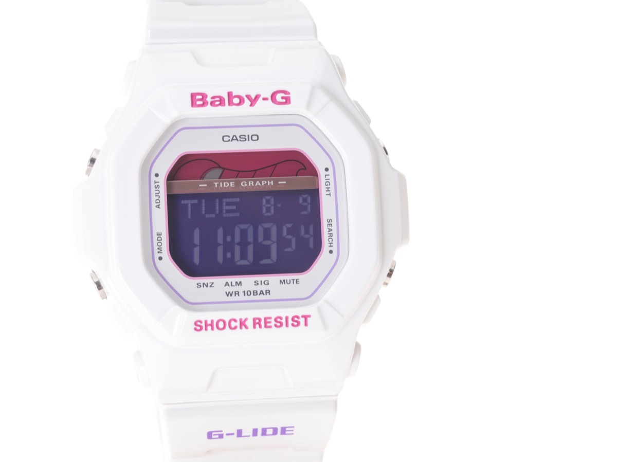 casio baby g g shock watch in white, a classic 90s trend