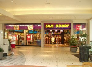Sam Goody storefront inside a mall, one of the great 1990s stores