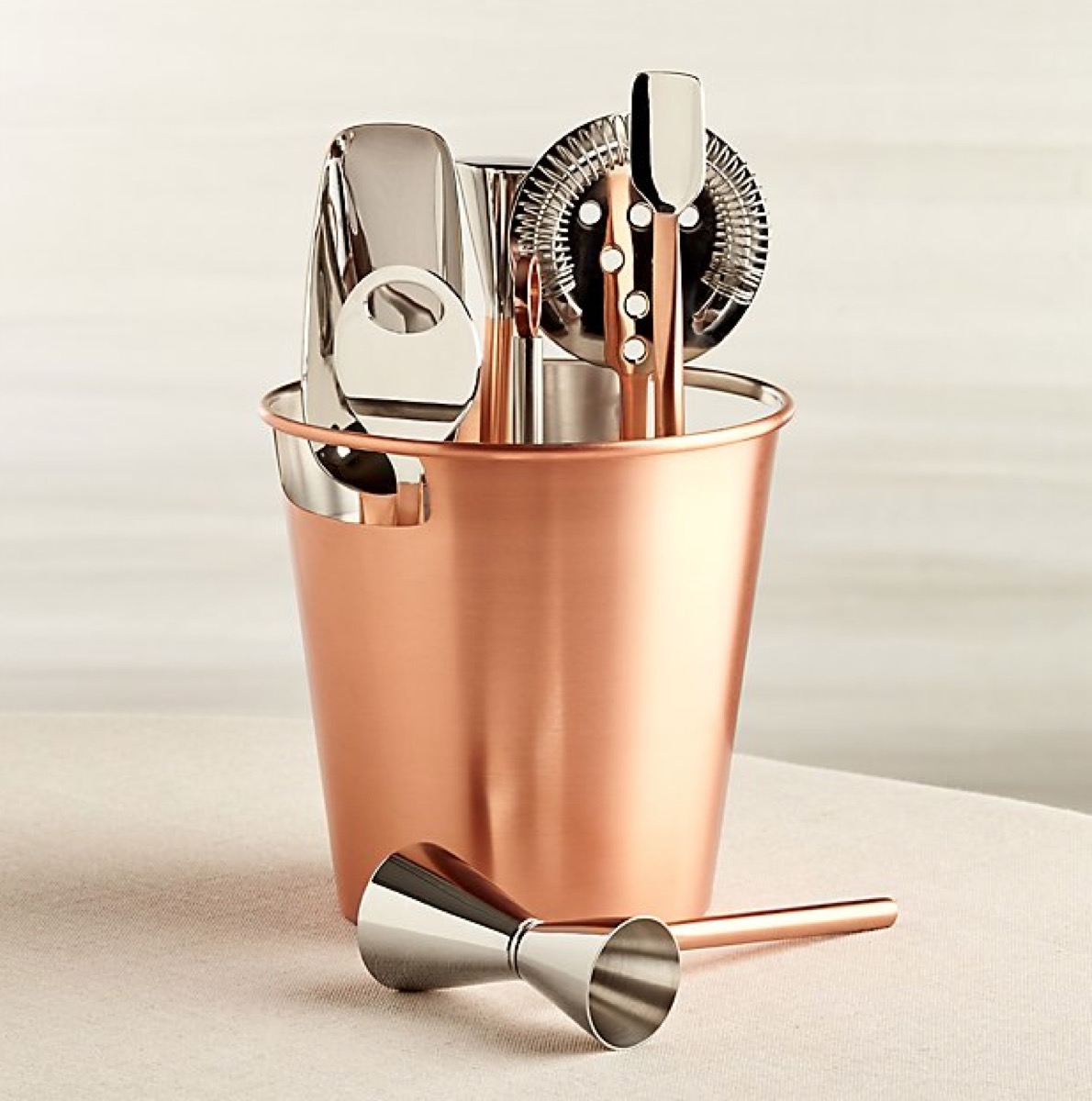 crate and barrel bar tool set in copper, gifts for girlfriend
